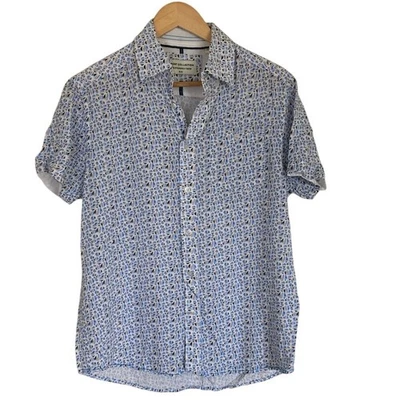 Report Collection Mens Sustainable Fiber Blue Patterned Button Up Shirt Size S - Image 1 of 4