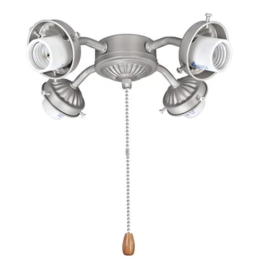 2200311 Fourlight Ceiling Fan Fitter Light Kit With Pull Chain Brushed Nickel - Image 1 of 4