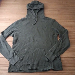 Mens Polo Ralph Lauren Olive Dark Green Waffle Thermall Hoodie Sweatshirt XL - Picture 1 of 6