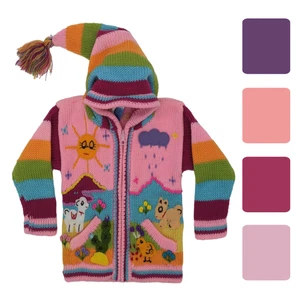 Alpaca Wool Newborn Baby 0-12 Month Cardigan Jacket Coat Pixie Hoody Winter Warm - Picture 1 of 29