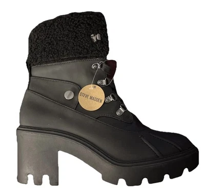 RTLS 130 美元 STEVE MADDEN 女式黑色朋克摇滚鸭橡胶踝靴 10 码 — 第 1/4 张图片