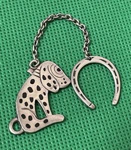 Dalmatian Dog Sterling Silver .925 1950's KeyChain KeyRing Key Holder Rare Find - Picture 1 of 9
