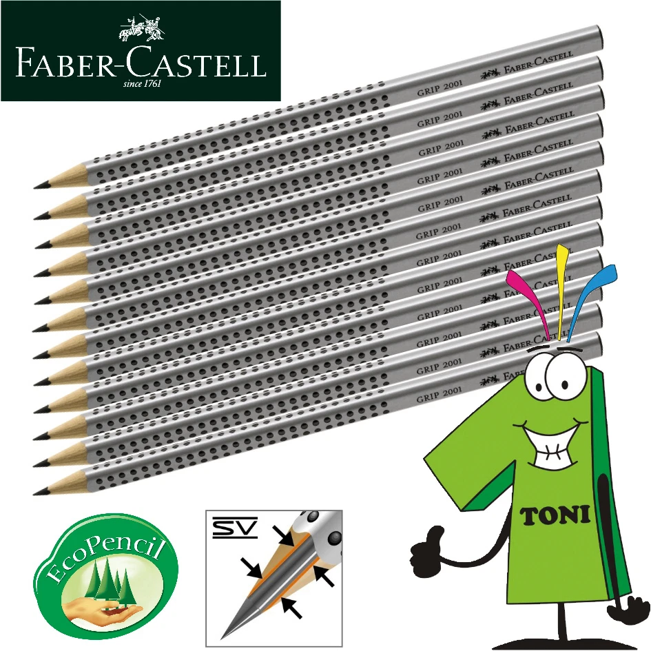 12 x Faber Castell Bleistift Grip 2001 , 1170 , verschiende Härten