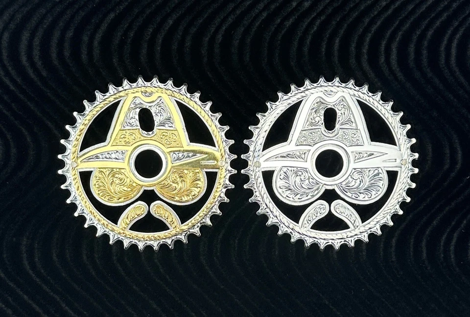 BICICLETA 36T CORTE LÁSER GRABADO 2 TONOS O CROMO LOWRIDER CABEZA HOMBRE PIÑÓN. Foto 1 de 1