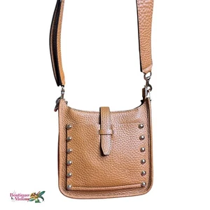 Rebecca Minkoff Caramel Brown Pebbled Leather Gold Hardware Crossbody Bag Purse - Picture 1 of 19
