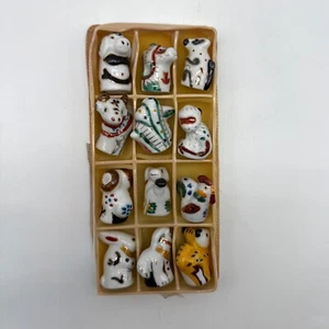 Vintage 12er Set - chinesische handbemalte Tierkreis Tierform Fingerhüte Porzellan - Bild 1 von 14