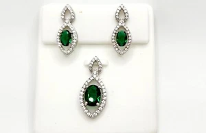 Real 925 Silver jewelry set earring CZ Ring Pendant Necklace Earrings Set - Picture 1 of 2