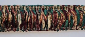 BTY - 1,5" grün, gold & rot Stoff gebürstet Borte Verzierung - Bild 1 von 3