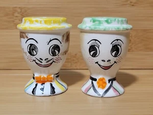 Vintage Anthropomorphic Mr. & Mrs. Egg Salt and Pepper Shakers Japan 1950s - Picture 1 of 10