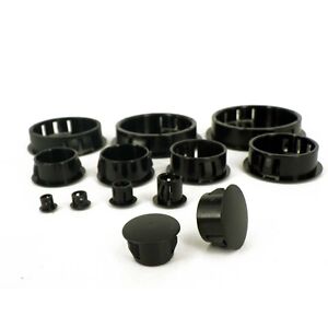 Round Plastic Black Blanking End Cap Caps Tube Pipe Inserts Plug Bung 5mm - 50mm