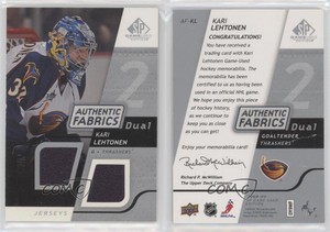 2008-09 SP Game Used Edition Authentic Fabrics Dual Kari Lehtonen #AF-KL