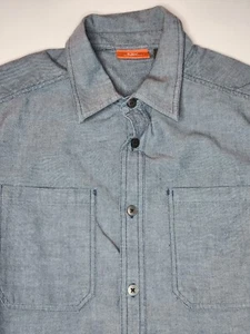 Merrell Mens M Chambray Shirt Blue Button Up Collar Outdoor Hiking Camp Gorpcore - Picture 1 of 7