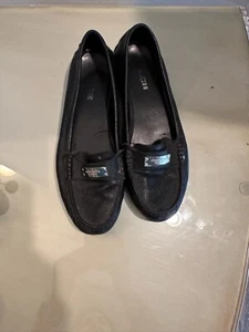Coach Fredrica Pebble Grain Leather Black Driving Loafers Size 9b - Picture 1 of 15