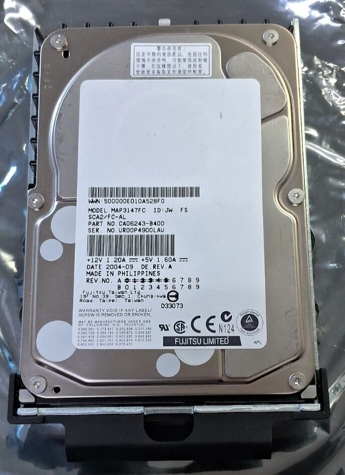 Fujitsu Enterprise (MAP3147NC) 147 GB 3.5" SCSI/FC-AL Hard Drive 10K RPM - Image 1 of 1