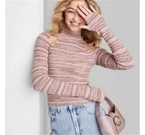 Wild Fable Mock Turtleneck Fitted Cut Out Pullover Pulli Braun Spacedye XL - Bild 1 von 4