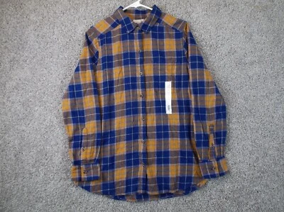 Camisa masculina SO S xadrez flanela amarela azul marinho média - Imagem 1 de 4