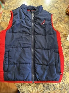 NAUTICA Puffer Vest Jacket Boys Youth Sz 6 Red Blue Nice! - Picture 1 of 5