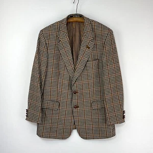 Chaqueta Daks Tweed Para Hombres 42R Marrón Pata de Gallo Cuadros Lana Sarga Blazer Deportivo - Imagen 1 de 22