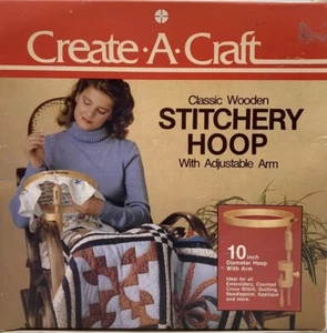 Vintage Create-A-Craft Classic Wooden Stitchery Hoop With Adjustable Arm - Picture 1 of 8