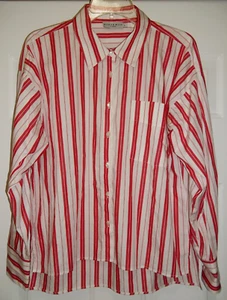 Anthropologie Harshman Women's Button up SHIRT Size L Red White striped - Picture 1 of 6
