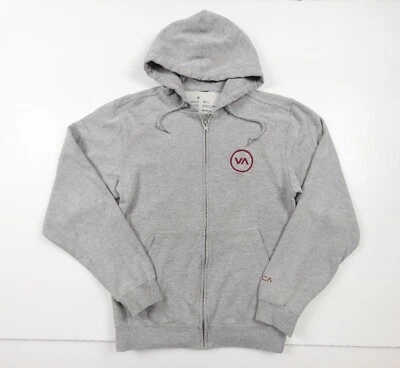 RVCA Sudadera Para Hombres Pequeña Gris Sudadera con Capucha Cremallera Completa Surf Ropa de Calle Suéter Patín Foto 1 de 4