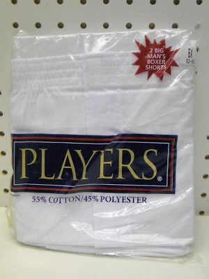2pr Big Men's Players White Boxer Shorts 6X 62-64in - Image 1 of 2