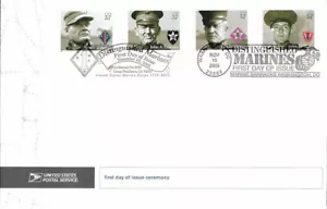 #3961-#3964 First Day Ceremony Program 37c Distinguished Marines Stamps w/FDC - Picture 1 of 2