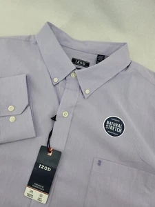 NWT Izod 2XL Natural Stretch Soft Touch Purple Striped    Button L/S Shirt - Picture 1 of 7