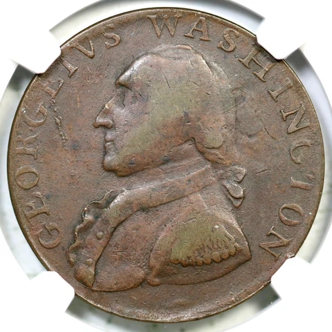 (1795) GW-51 NGC XF 45 Plain Edge Washington North Wales Half Penny 1/2p Cover