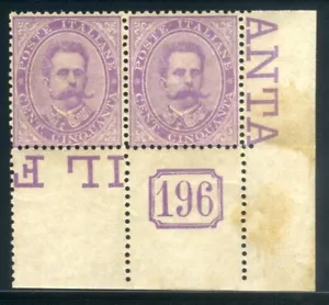 1879 Umberto 50 cent. violetto coppia nuovo numero di tavola 196 ** MNH - Picture 1 of 1