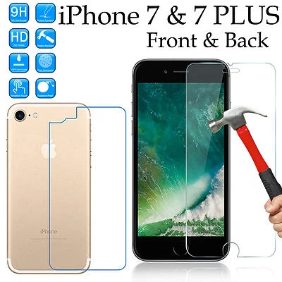 Tempered Glass Soft Film screen protector For Apple iPhone 7 & 7 Plus front back - Image 1 of 4