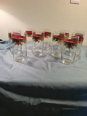 VTG Libbey Christmas Holiday Traditions 10  pc beverage  set Water Glasses 16 oz - Image 1 of 3