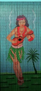 Natural Bamboo Beaded Curtain Hula Dancer Beads Window Doors Room Divider Screen