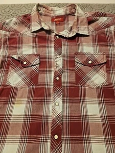 Arizona Jean Co Men's Pearl Snap Western Style Plaid Short-Sleeve Shirt LG - Picture 1 of 7