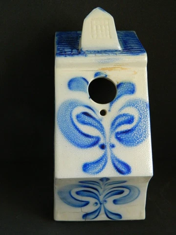 Vintage Eldreth Salt Glazed Pottery Cobalt Blue Signed & Dated 2011 Birdhouse Cover