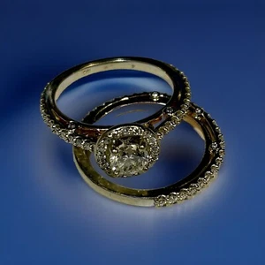 1.0 Ct Natural Diamond 14k Engagement Ring And Wedding Band Set Gold - Carat - Picture 1 of 3