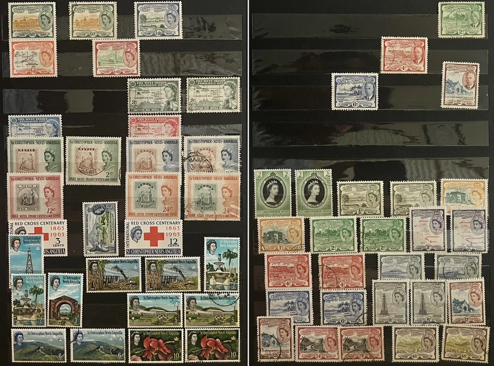 ST. CHRISTOPHER NEVIS ANGUILLA STAMPS STOCK PAGE CENTENARY CORONATION RED CROSS - Image 1 of 4