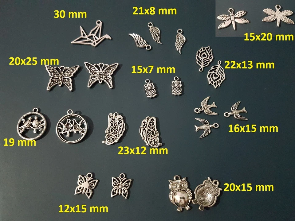 20 pz CHARMS misto UCCELLI ciondoli UCCELLO farfalla piuma rondine libellula  - Immagine 1 di 1