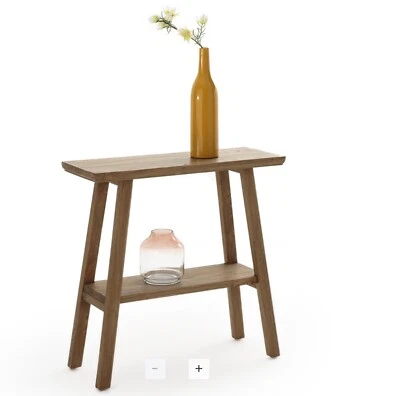 Console Table Wooden La Redoute Elm Two Tier RRP£299 Solid Wood - Image 1 of 4