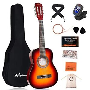 Beginner Acoustic Classical Guitar Nylon Strings Wooden Sunbrust 30 Inch