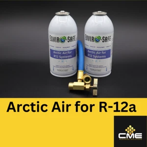 Envirosafe Arctic Air for R12, Auto AC Coolant Support, 2 cans & Brass hose - Picture 1 of 4