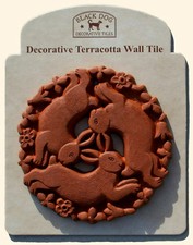 Three Hares Buddhist Style Animal Hand Craft Crafted Decorative Wall Tile