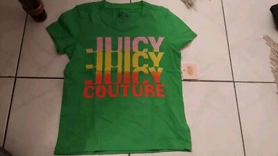 Nueva con etiquetas Camiseta Juicy Couture Niñas Talla 6 (M) Verde Firma Logo Camiseta Vintage Foto 1 de 3
