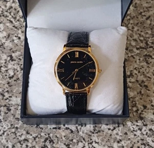 Vintage Old Stock Pierre Cardin Gold plated Leather Strap Quartz Watch, New - Picture 1 of 8