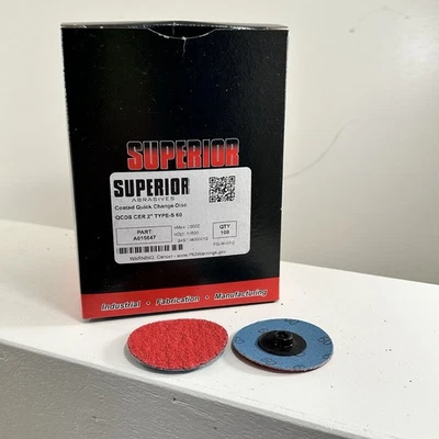 Lot Of 100 Superior Abrasives 2" Coated  Sanding Discs A015647 60 Grit Type-S 60 - Image 1 of 4
