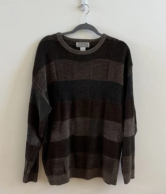 Suéter De Colección Para Hombre Cuello Redondo Gianfranco Ruffini Talla L Marrón Diseño Geométrico Foto 1 de 4