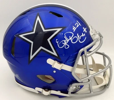 Casco de velocidad auténtico tamaño completo azul flash de vaqueros firmado por Ezekiel Elliott BAS Foto 1 de 4