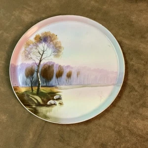 Vintage 20er Jahre Noritake Porzellan Made in Japan Baum am See kleines rundes Tablett - Bild 1 von 5