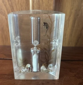 MCM Lucite Seahorse Seashell Three Minute Sand Timer Beach Cottage - Picture 1 of 7