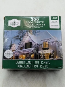 300 luces blancas frías para hielo LED vacaciones Navidad cable blanco 19 pies ¡NUEVO!! - Imagen 1 de 2